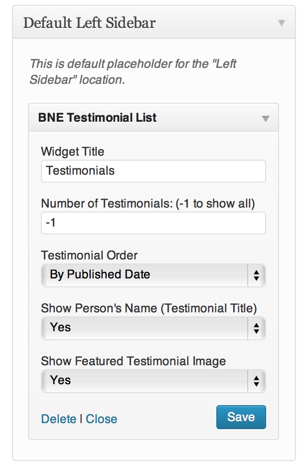 Testimonials List Widget