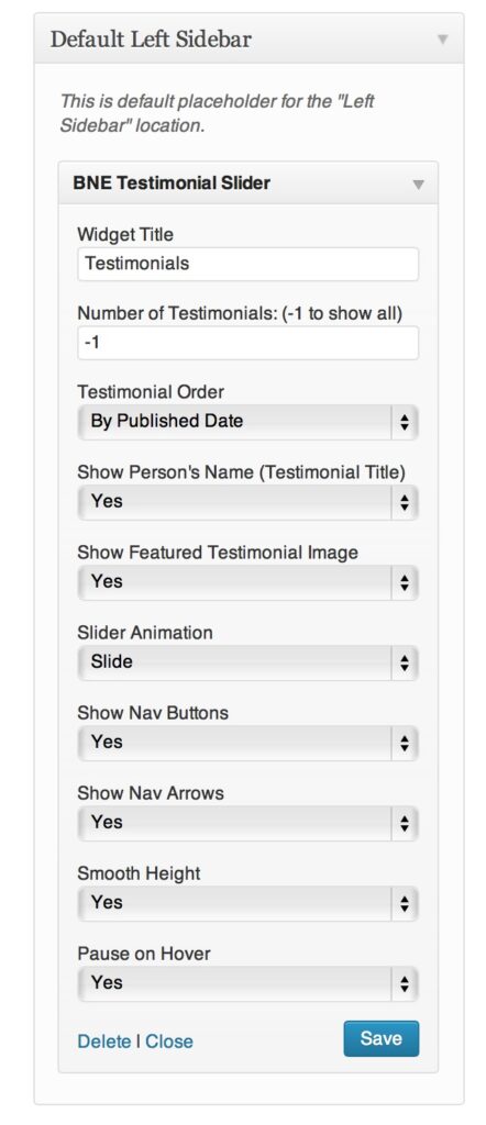 Testimonials Slider Widget