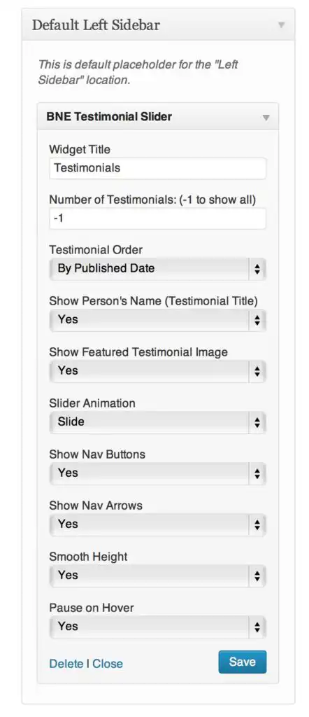 Testimonials Slider Widget